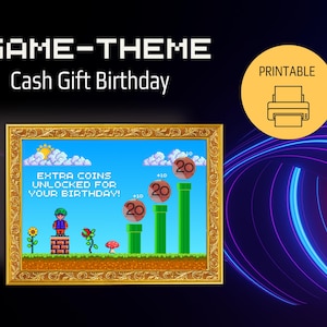 Druckbare Gamer-Geschenkkarte – Geldgeschenk zum Geburtstag | Mario-inspiriert | Sofort-Download | A4, A3, A5
