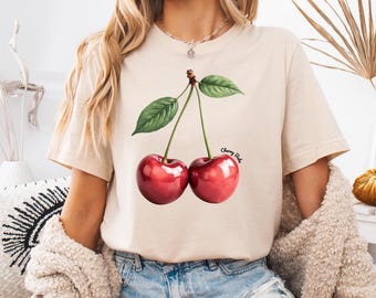 Cherry Babe PNG – Design di tendenza retrò con ciliegie per maglietta – Clipart estiva per sublimazione fai da te e stampa su richiesta – File di frutta carino ed estetico