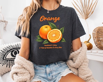 Orange Fruit PNG – Juicy Citrus Shirt Design for Summer DIY & POD – Realistic Sublimation Clipart with Retro Vibes