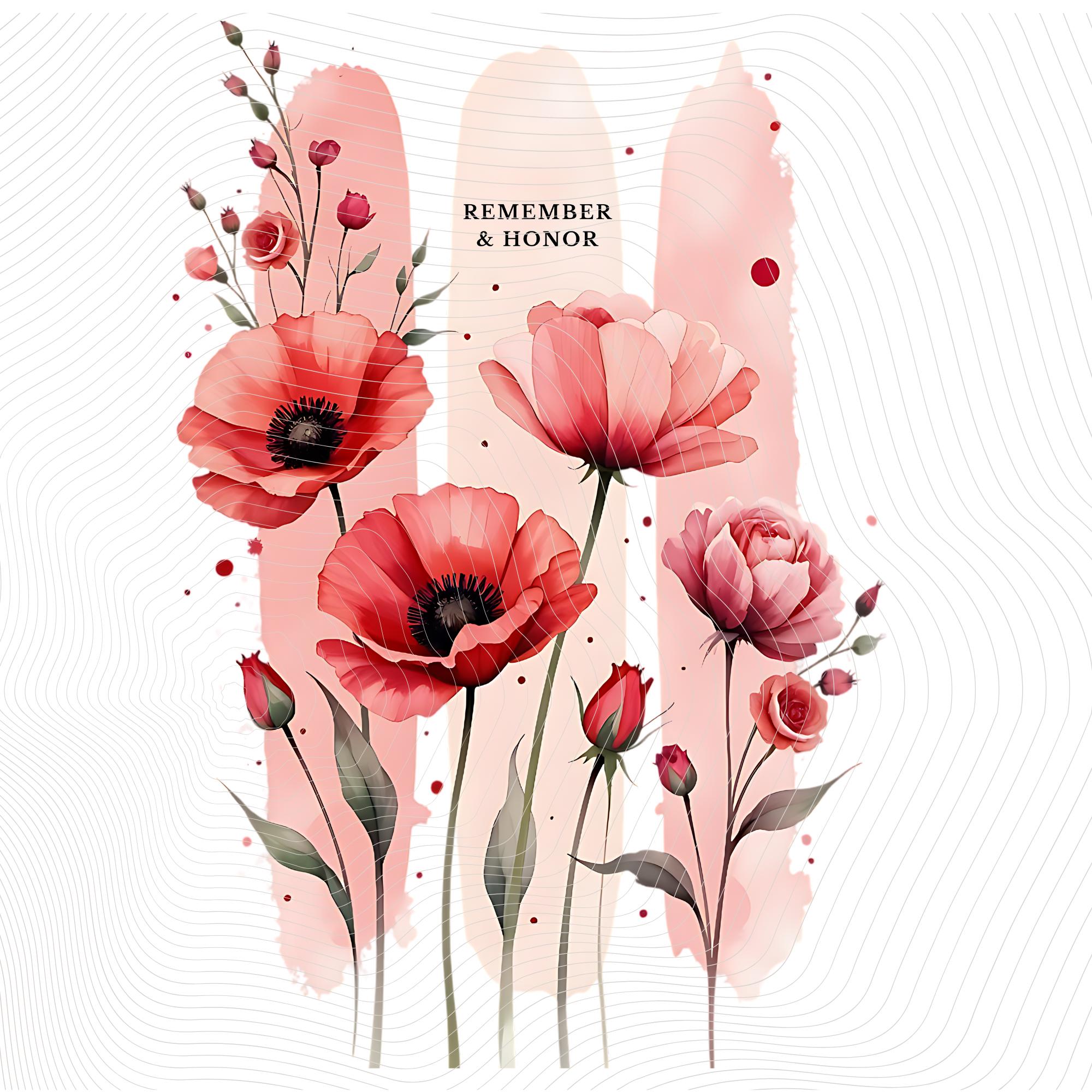 Memorial Day Brushstroke PNG - Watercolor Poppy Clipart - Remember and ...