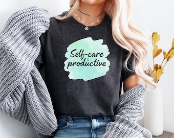 Selfcare is productive - Mental Health Quote Sublimation Design - Mindfulness Shirt Clipart for DIY, POD & Wellness - Trendy Shirt design