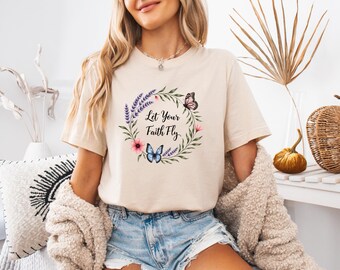 Laissez votre foi voler PNG - Clipart chrétien de papillon - Sublimation pour des chemises, des tasses, des sacs - Design religieux printanier - pour le bricolage et la POD