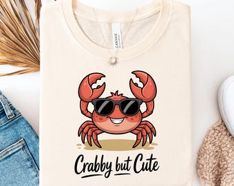 Crabby but Cute PNG – Funny Beach Vacation Shirt Design – Summer Sublimation Clipart for DIY T-Shirts & POD – Instant Download