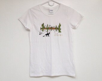 Vintage 1990s Arizona Bedazzled Desert Cowboy and Cacti Tee