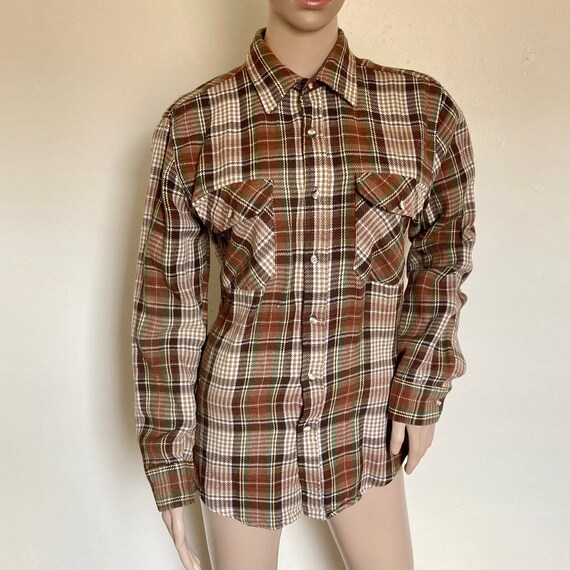 Western Plaid 70s Vintage Unisex Brown Shirt - image 5