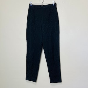 Express Compagnie Vintage 1990s Black Jacquard Stretch Slim Fit Pants