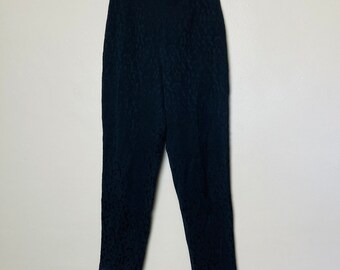 Express Compagnie Vintage 1990s Black Jacquard Stretch Slim Fit Pants