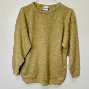 Metallic Pale Gold Vintage 90s Sparkle Knit Sweater Top