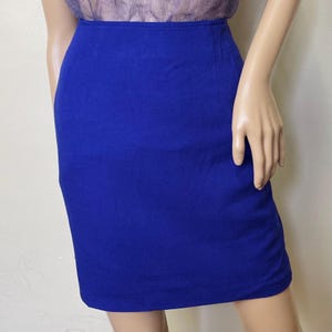 Purple Wool Blend Vintage 90s High Waist Pencil Skirt