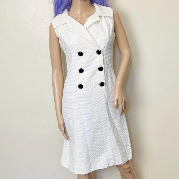White 1960s Black Button Down Double Breasted Vin… - image 1