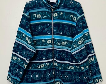 Deer Print Fleece Vintage 90s Boxy Zip up Jacket - Etsy