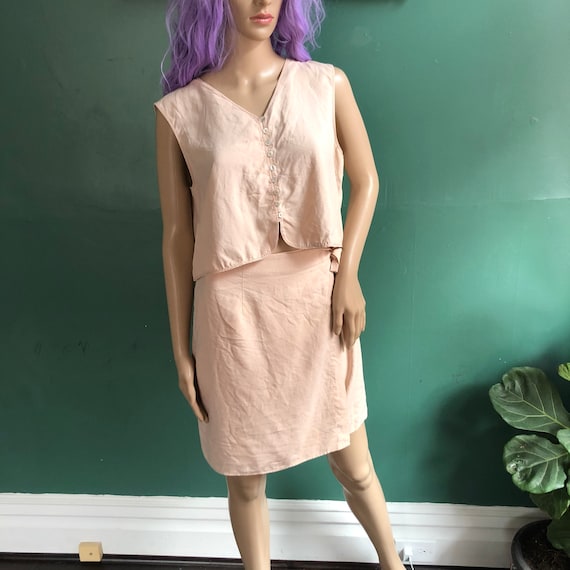 Vintage 90s Pure Silk Express 2 Piece Crop Top and