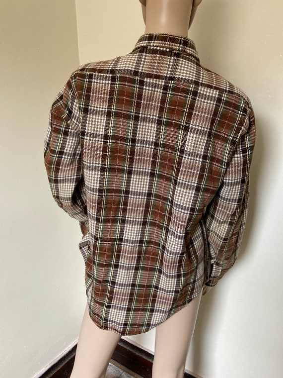 Western Plaid 70s Vintage Unisex Brown Shirt - image 8