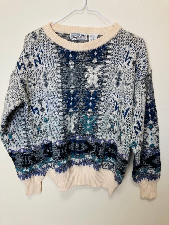 Method Wool Blend Vintage 80s Patterned Sweater - image 3