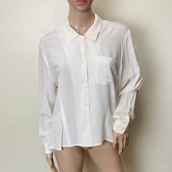 Cream Silk Vintage 80s Minimalist 