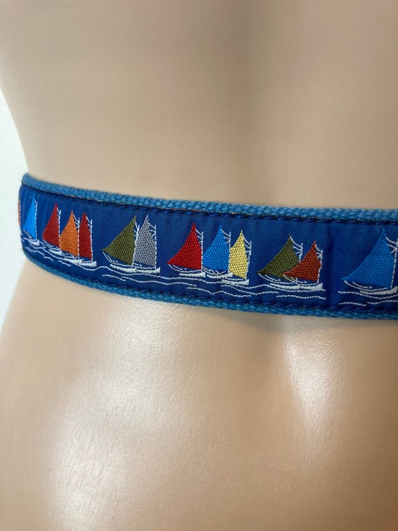 Brown Leather Vintage 70s Sailboats Belt - image 4