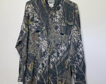 Vintage 90s Fieldstaff Mossy Oak Camouflage Hunting Shirt