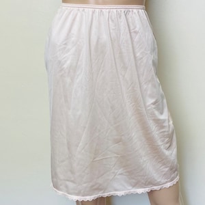 Beige Nylon Warners Vintage Lingerie Mini Slip Skirt