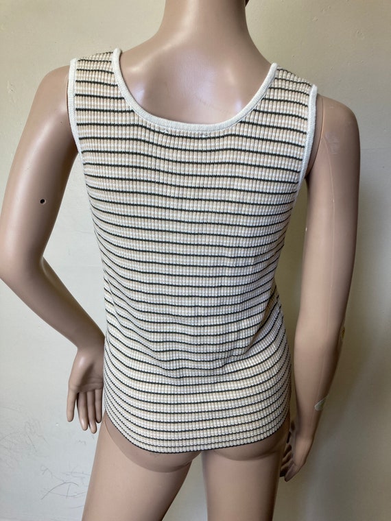 Ribbed Knit 90s Vintage Soft Button Detail Tank T… - image 7