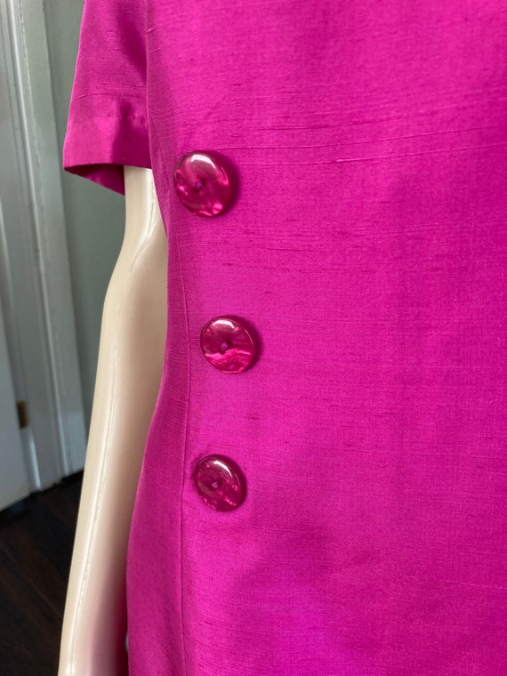 Hot Pink Power Suit Vintage 90s Pure Silk Fuchsia… - image 9