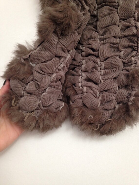 Vintage 1970s Taupe Rabbit Fur Collar Scarf - image 7