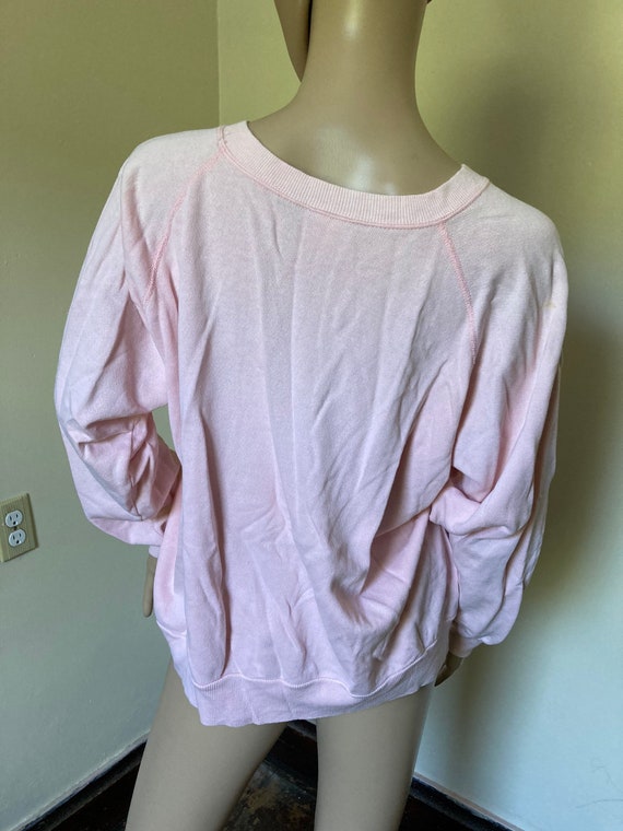 Pastel Pink Vintage 80s Worn In Plus Size Crewnec… - image 8