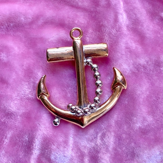 Vintage 80s Nautical Anchor Brooch