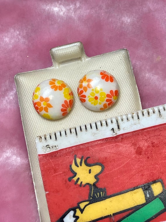 Orange and Yellow Flower Buttons Vintage 60s Dead… - image 4