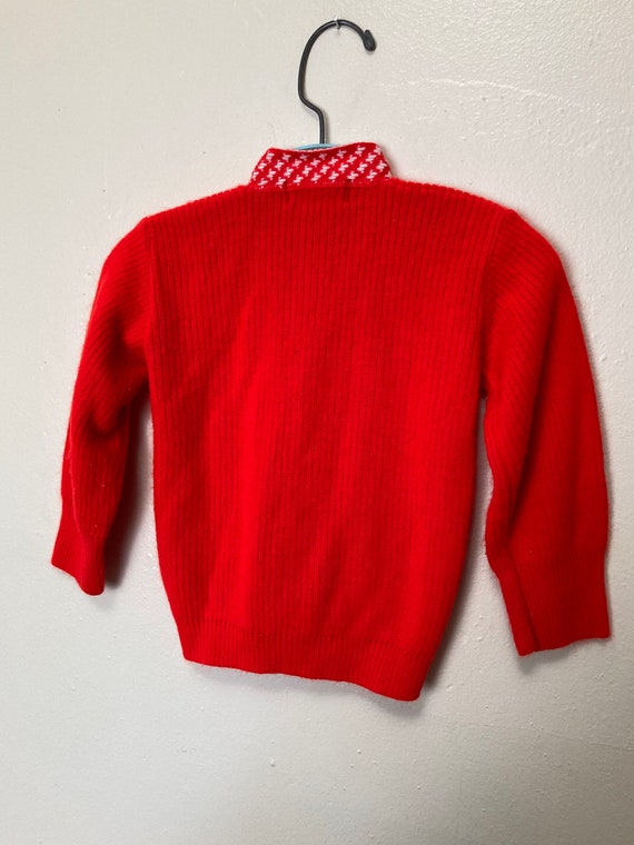 Cherry Red Vintage Blue Bird Cardigan Sweater 12M - image 5