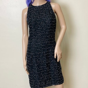 Pure Silk Beaded Vintage 90s High Neck Sleeveless Party Dress