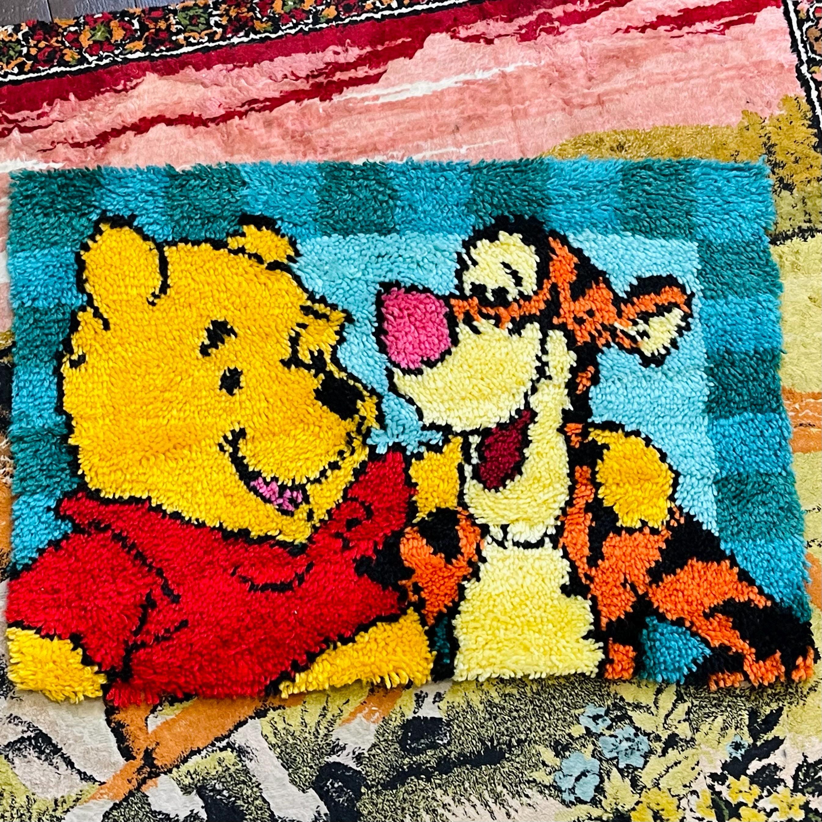 Winnie the Pooh and Tigger Vintage 90s Disney Latch Hook Rug Wall