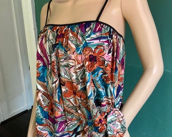 Vintage 70s Earth Tone Floral Swim Top