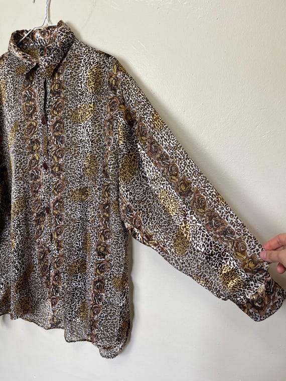 Plus Size Sheer Leopard Print and Rose Vintage 19… - image 7