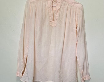 Peach Gauze Cotton 1970s Vintage Bohemian Blouse