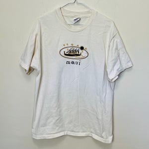 Maui Hawaii Embroidered Vintage Cream Crewneck Single Stitch Tee