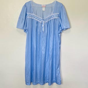 Vintage 80s Periwinkle Blue Plus Size Lingerie Nightgown XL