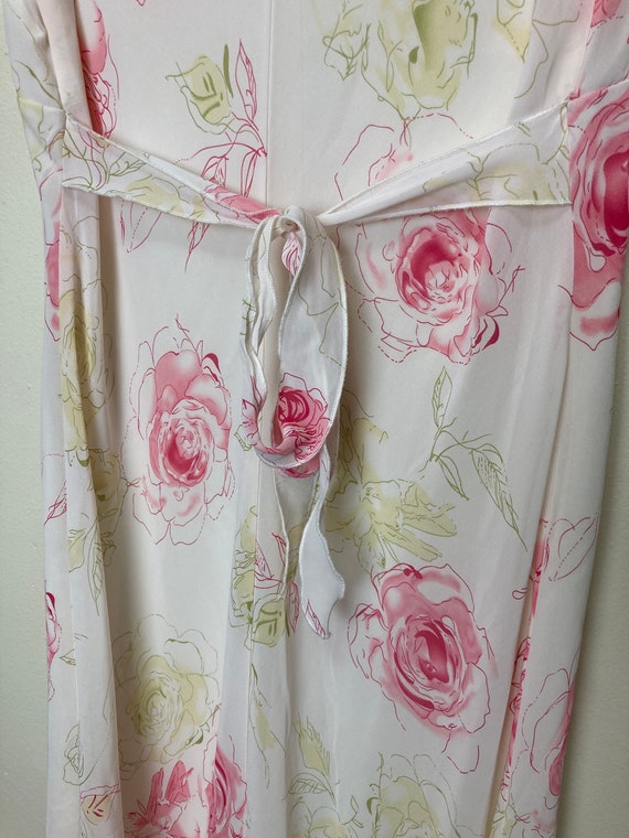 Y2K White and Pink Floral Vintage 90s Flutter Sle… - image 6