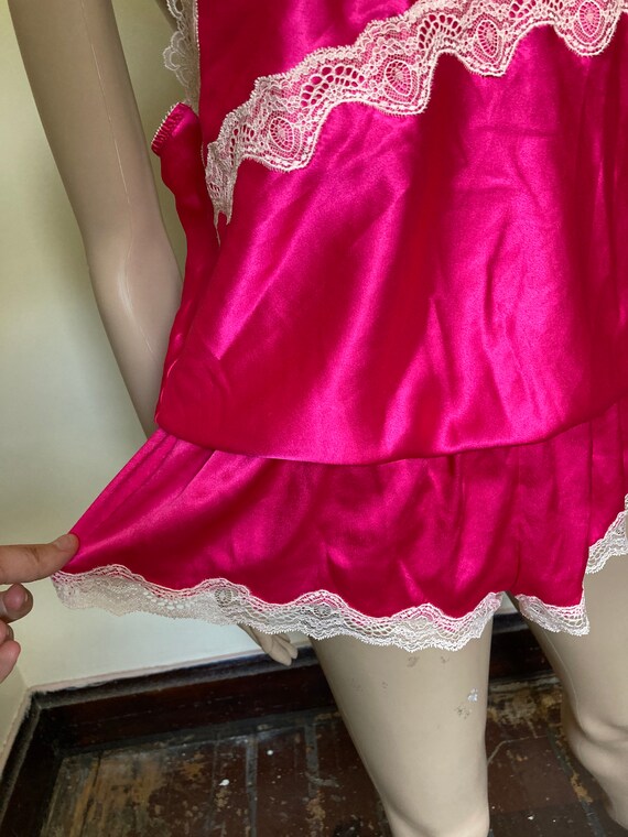 Hot Pink Lacy Satin Lingerie Loungewear Camisole … - image 8