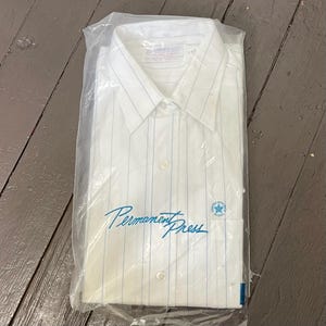 permanent press dress shirts Vintage Sovereign Light Blue Plaid Permanent Press Button Up Shirt (1970s)