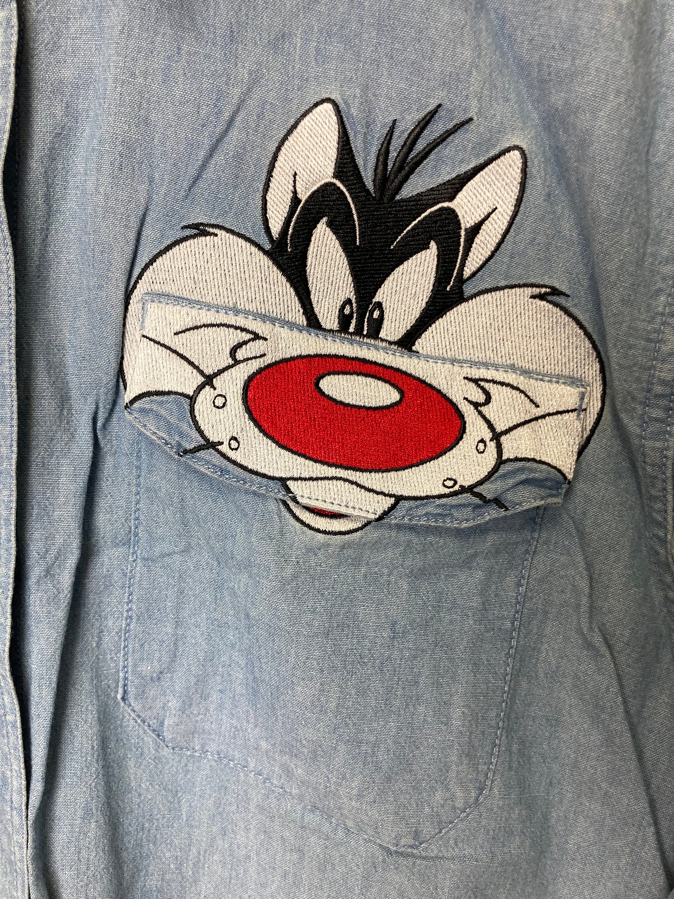 Tweety and Sylvester Vintage 90s Looney Tunes Denim Pocket