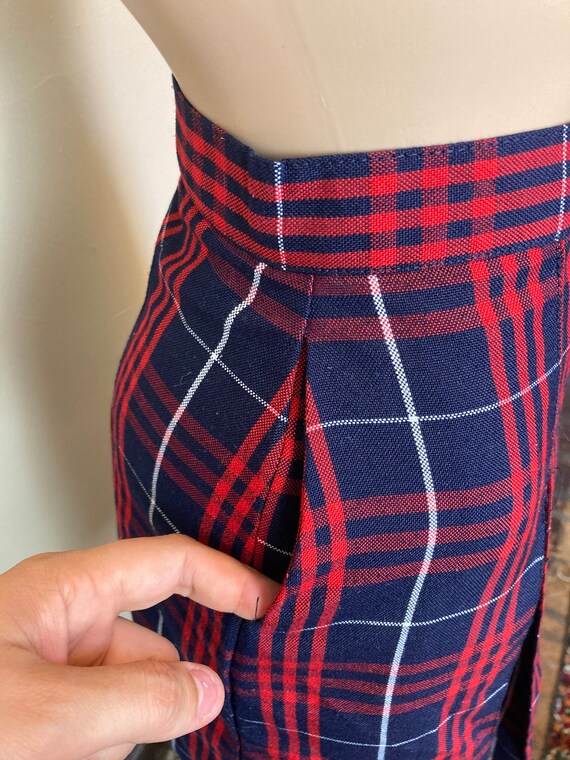 Y2K Vintage 90s Plaid Schoolgirl High Waist Pleat… - image 7