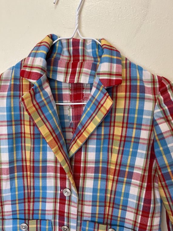 Vintage Plaid Skirt Suit: Red, Yellow & Blue Blazer -… - Gem