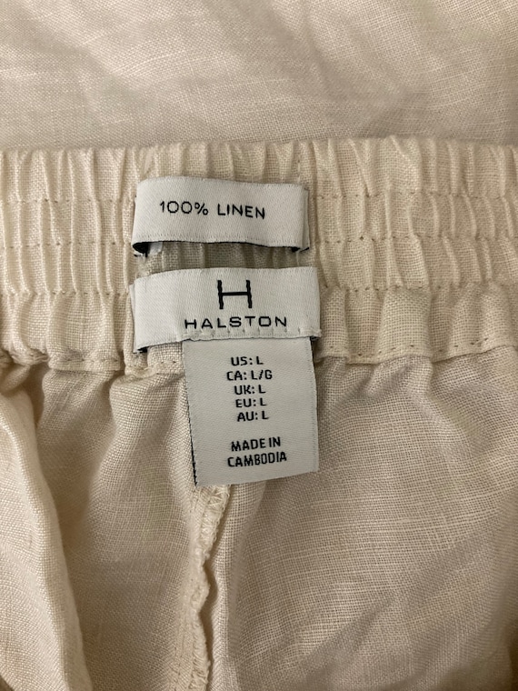 Halston Pure Linen Tie Waist Designer Shorts - image 2