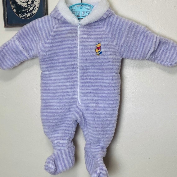 Pooh Bear Lavender Baby Fleece Vintage 80s Fluffy… - image 1