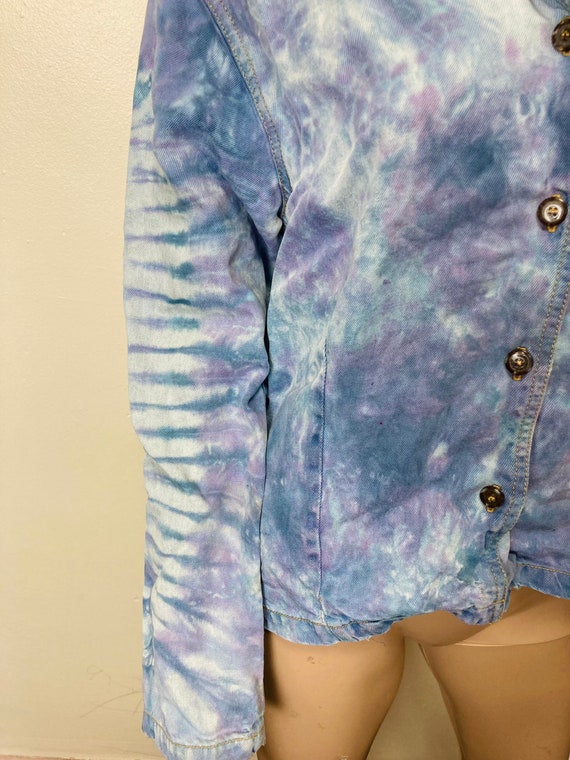 Dyed Chambray Vintage 90s Cropped Denim Jacket - image 7