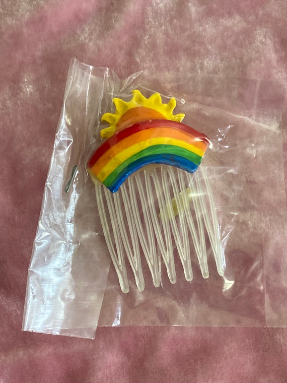 Rainbow Sunset Vintage 70s Deadstock Hair Comb - image 2