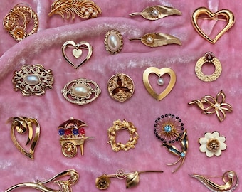 Pick One Warm Gold Vintage 60s-90s Figural Brooch