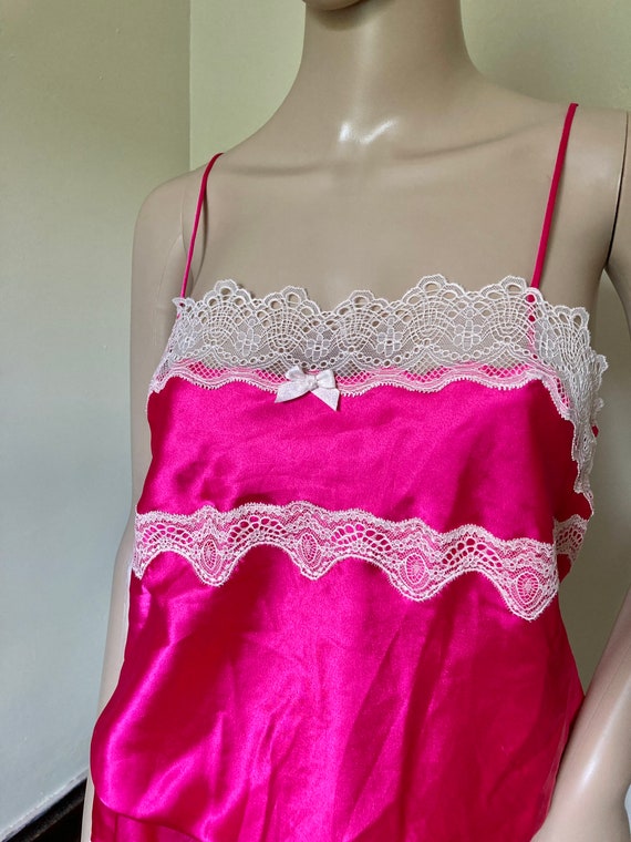 Hot Pink Lacy Satin Lingerie Loungewear Camisole … - image 3