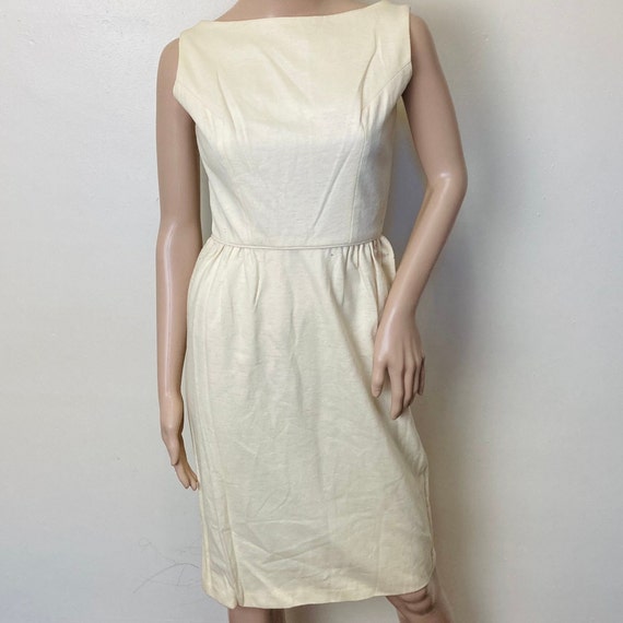 Cream Wool Vintage 50s Sheath Dress - image 1