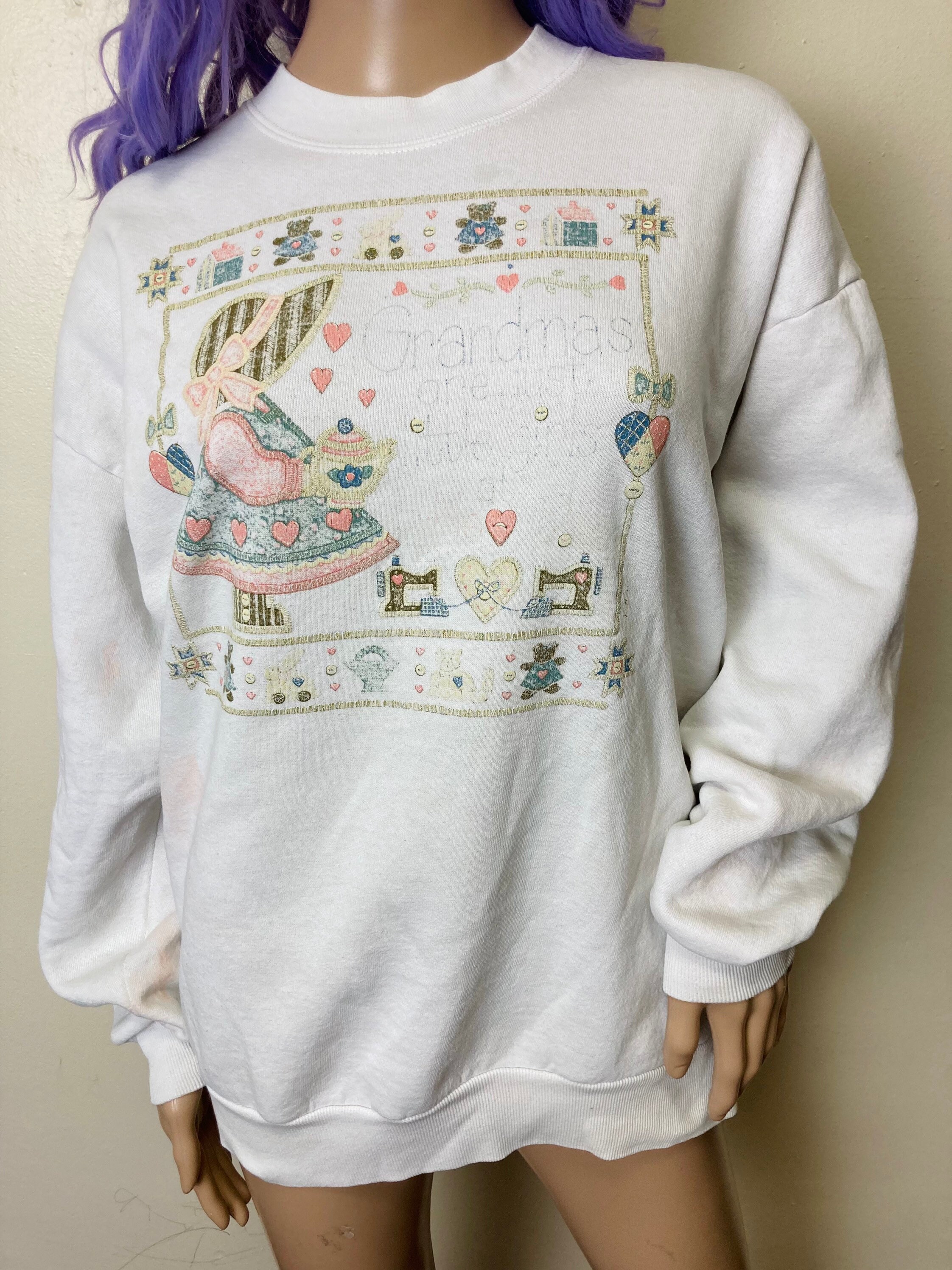 Sweat Vintage Jerzees Années 90 Femme Taille M - Applique, Bleu, Occasion Parfait état